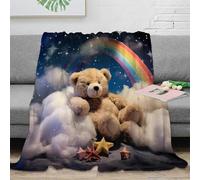 stampa 3D teddy bear coperta per tutte le stagioni microfibra biancheria da letto non perde pelo coperta versatile anti-pilling per giovani in casa fantasy night scena 60x80inch(150x200cm)