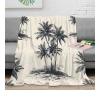 stampa 3D tropical palms coperta in pile microfibra biancheria da letto morbida e calda plaid in pile non perde pelo per giovani amanti del comfort black and bianco sketch 40x50inch(100x130cm)