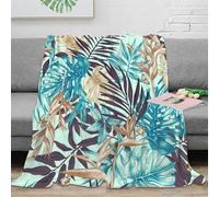 stampa 3D TropicalLeafPattern coperta microfibra biancheria da letto versatile e morbida coperta da salotto calda e traspirante anti-pilling per uso in casa BotanicalArtStyle 50x60inch(127x152cm)