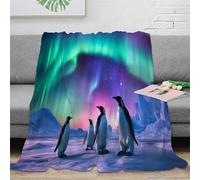 stampa 3D under aurora coperta da letto microfibra biancheria da letto compatta coperta da camera da letto morbida per regali per studenti Arctic wildlife 80×90inch(200x230cm)