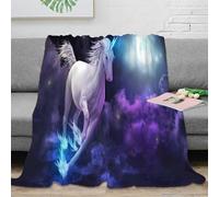 stampa 3D unicorn fantasy coperta da ufficio microfibra biancheria da letto elegante coperta da riposo morbida per regali per lavoratori magical night scena 50x60inch(127x152cm)