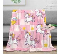 stampa 3D Unicorn pattern coperta in pile microfibra biancheria da letto traspirante coperta da divano morbida e calda lavabile in lavatrice per divano cartoon fantastico 50x60inch(127x152cm)