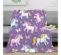 stampa 3D Unicorn pattern plaid microfibra biancheria da letto morbido e caldo coperta per aria condizionata anti-pilling per monolocali giovanili cartoon fantasy design 50x60inch(127x152cm)