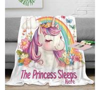 stampa 3D Unicorn Princess coperta per aria condizionata microfibra biancheria da letto soffice coperta da divano non perde pelo per case in affitto giovani cartoon Fantasy arte 70×80inch(180x200cm)