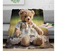 stampa 3D vintage teddy bear coperta per tutte le stagioni microfibra biancheria da letto lavabile coperta versatile morbida per regali per ogni stagione Soft plush design 40x50inch(100x130cm)