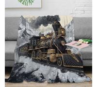 stampa 3D vintage train coperta per tutte le stagioni microfibra biancheria da letto anti-pilling coperta versatile morbida e traspirante per tutto l'anno Steam locomotive arte 80×90inch(200x230cm)