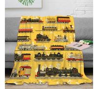 stampa 3D vintage trains coperta da ufficio microfibra biancheria da letto calda e morbida coperta da viaggio soffice compatta anti-pilling per uso versatile Classic railway 80×90inch(200x230cm)