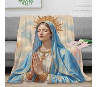 stampa 3D Virgin Mary prayer coperta da salotto microfibra biancheria da letto soffice e calda coperta da camera da letto non perde pelo per uso residenziale religious icon 80×90inch(200x230cm)