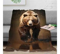 stampa 3D Wild bear walking coperta da letto microfibra biancheria da letto soffice coperta da divano lavabile per regalo di inaugurazione casa Nature forest scena 60x80inch(150x200cm)