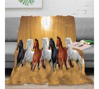 stampa 3D Wild horses galloping coperta da camera da letto microfibra biancheria da letto termica coperta per tutte le stagioni anti-pilling per tutto l'anno Desert sunset 80×90inch(200x230cm)