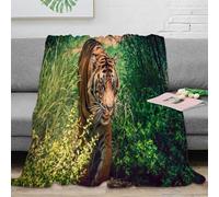 stampa 3D Wild tiger walking coperta in pile microfibra biancheria da letto morbida e calda plaid versatile anti-pilling per regali di ogni occasione Nature wildlife scena 50x60inch(127x152cm)