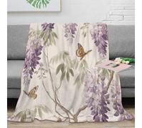 stampa 3D Wisteria blooms coperta da ufficio microfibra biancheria da letto compatta coperta da pisolino morbida e calda lavabile in lavatrice per pause Botanical giardino 40x50inch(100x130cm)