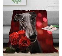 stampa 3D with roses coperta per tutte le stagioni microfibra biancheria da letto versatile coperta in pile anti-pilling non perde pelo per tutto l'anno Valentine's cane 70×80inch(180x200cm)