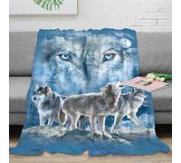 stampa 3D Wolf eyes coperta da pisolino microfibra biancheria da letto morbida coperta da ufficio anti-pilling per neo laureati in lavoro Fantasy wildlife arte 40x50inch(100x130cm)