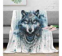 stampa 3D Wolf tattoo arte coperta da pisolino microfibra biancheria da letto non perde pelo plaid da pisolino caldo per regali per chi ama riposare tribal fantasy design 50x60inch(127x152cm)