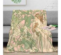 stampa 3D woman in giardi coperta da camera da letto biancheria da letto non perde pelo plaid da camera morbido per regali per neo proprietari di casa arte Nouveau floreal 50x60inch(127x152cm)