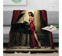 stampa 3D woman in red coperta da salotto microfibra biancheria da letto morbida e calda plaid da salotto soffice e non perde pelo per soggiorno sensual performance arte 40x50inch(100x130cm)