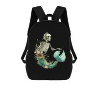 Stampa 3D Zainetto Scuola Goth Flowers Butterflies Kawaii Skeleton Mer-Mai Draw Borsa Viaggio L'Uso Quotidiano Backpack Per Idea Regalo, Scuola, Adulti, 42X32X14Cm