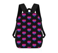 Stampa 3D Zaino Università Bisexual Heart Proud Flag Printed Rucksack L'Uso Quotidiano Zaino Per Le Scuole Per Idea Regalo, Scuola, Compleanno, 42X32X14Cm