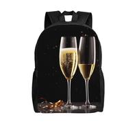 Stampa 3D Zaino Università Champagne Glass Borse Da Scuola L'Uso Quotidiano Zaino Per Le Scuole Per Trekking, Idea Regalo, Studenti, 42X32X14Cm