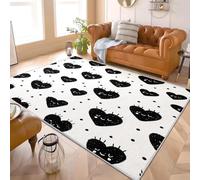 Stampa a Cuore Semplice Confortevole il Raffinato Tappeto di Flanella 160x230 cm Ipoallergenico Lavabile in lavatrice In Bianco E Nero Tappeto Utilizzo TPR Antiscivolo Supporto