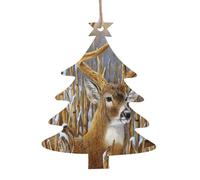Stampa a forma di albero di Natale intagliato Woodland Christmas Collection - Ornamenti natalizi in legno naturale con finitura brunita artigianale, 4 forme festive e 1/2/4/6 opzioni multipack