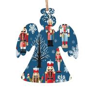 Stampa a forma di angelo natalizio con stampa a forma di angelo, in legno naturale, con finitura brunita artigianale, 4 forme festive e 1/2/4/6 opzioni multipack