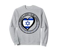 Stampa a Forma di Cuore con Bandiera israeliana Proud And Lucky To Be Israeli I Love ISRA Felpa