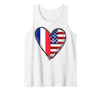 Stampa a Forma di Cuore con Scritta Proud To Be French American Cool France US Flag Canotta