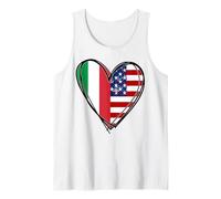 Stampa a Forma di Cuore con Scritta Proud To Be Italian American Cool Italy USA Flag Canotta