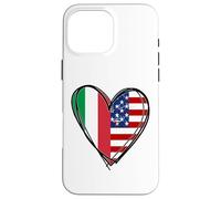 Stampa a forma di cuore con scritta "Proud To Be Italian American Cool Italy USA Flag Custodia per iPhone 16 Pro Max