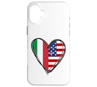Stampa a forma di cuore con scritta "Proud To Be Italian American Cool Italy USA Flag Custodia per iPhone 16 Plus