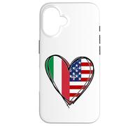 Stampa a forma di cuore con scritta "Proud To Be Italian American Cool Italy USA Flag Custodia per iPhone 16