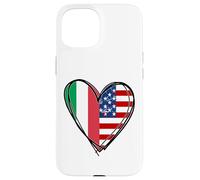 Stampa a forma di cuore con scritta "Proud To Be Italian American Cool Italy USA Flag Custodia per iPhone 15