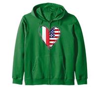 Stampa a Forma di Cuore con Scritta Proud To Be Italian American Cool Italy USA Flag Felpa con Cappuccio