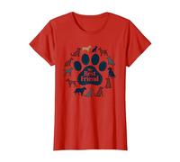Stampa a Forma di Zampa di Cane «Il Mio Migliore Amico», Tributo agli Amanti dei Cani Maglietta, Donna, Rosso, 3XL