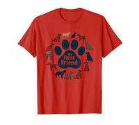 Stampa a Forma di Zampa di Cane «Il Mio Migliore Amico», Tributo agli Amanti dei Cani Maglietta, Uomo, Rosso, 3XL
