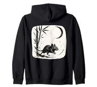 Stampa a inchiostro Sumi e Degu in bambù Moon Night Felpa con Cappuccio
