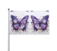 Stampa a olio viola con farfalle bandiere decorative per esterni 0,9 x 1,5 m leggere e belle adatte per cortili all'aperto e celebrazioni di festival.
