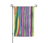 Stampa a righe arcobaleno 30,5 x 45,7 cm bandiera floreale da giardino per tutte le stagioni decorazione esterna spessa per prati bandiera