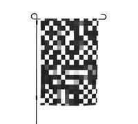 Stampa a scacchi con formula bianca e nera, 30,5 x 45,7 cm, bandiera floreale da giardino, per tutte le stagioni, decorazione per esterni, spessa, per prati