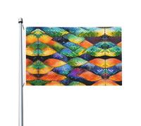 Stampa a squame di pesce arcobaleno Bandiera su entrambi i lati 3 x 5FT leggera e resistente al colore con asole Ideale per feste all'aperto e giardini.
