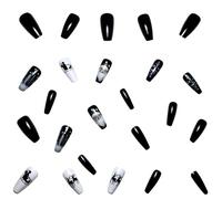 Stampa a tema invernale sulle unghie con albero di Natale e disegni di renne lucidi coperture complete unghie artificiali Set 24 Pcs unghie finte