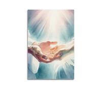 Stampa ad acquerello con Gesù Cristo che guarisce le mani, Gesù che tiene la mano dolore, malattia, speranza, fede, pittura, poster, pittura decorativa, poster da parete su tela e stampa artistica