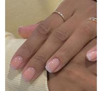 Stampa alla moda sulle unghie corte quadrate design durevole ABS unghie artificiali luce per molteplici occasioni Francese Breve Square Press On Nail