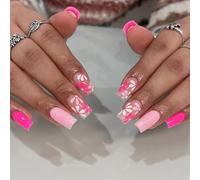 Stampa alla unghie artificiali Stili french manicure floreali Punte in plastica a prova sbavature Perfette per le feste Uso quotidiano False in plastica