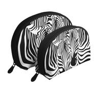 Stampa animale astratta della zebra, Borsa per trucco a conchiglia Portamonete da donna Borsa da toilette piccola Borsa per cosmetici 2 pezzi