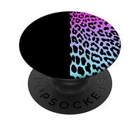 Stampa animale del ghepardo del leopardo di Ombre blu retrò scuro PopSockets PopGrip Intercambiabile