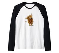 Stampa Animale della Mucca delle Highland 'CoooWeee' Maglia con Maniche Raglan