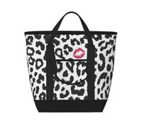 Stampa animalier a forma di bacio,Borsa porta pranzo grande capacità isolata per donne e uomini, lavoro, picnic, viaggi